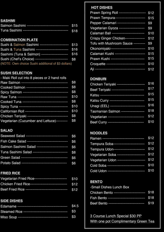 Lunch Menu